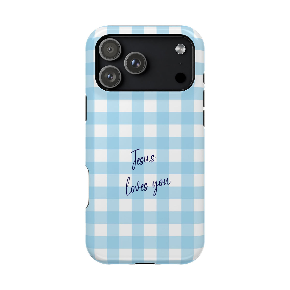 Jesus Loves You protective phone case for iPhone 17 Pro Max, glossy finish