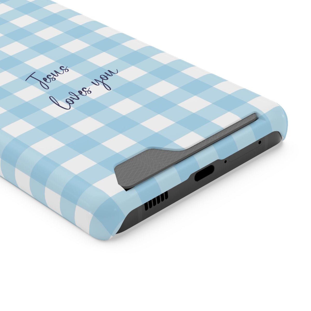 Jesus Loves You phone case with card holder for Samsung Galaxy S21 Ultra, glossy finish