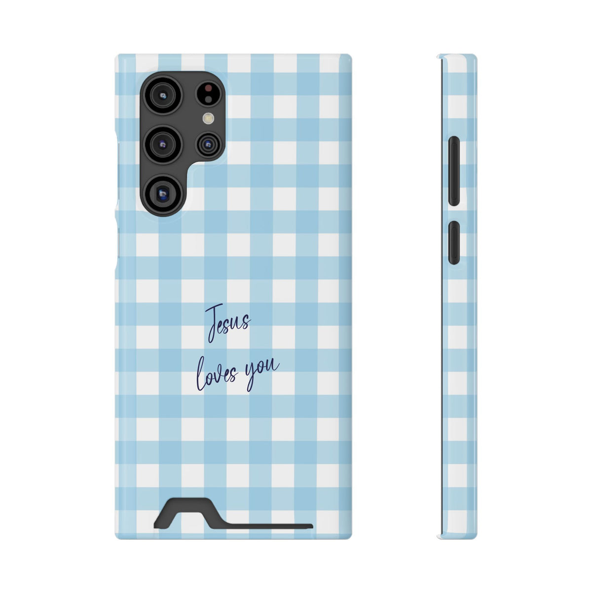 Jesus Loves You phone case with card holder for Samsung Galaxy S22 Ultra, glossy finish