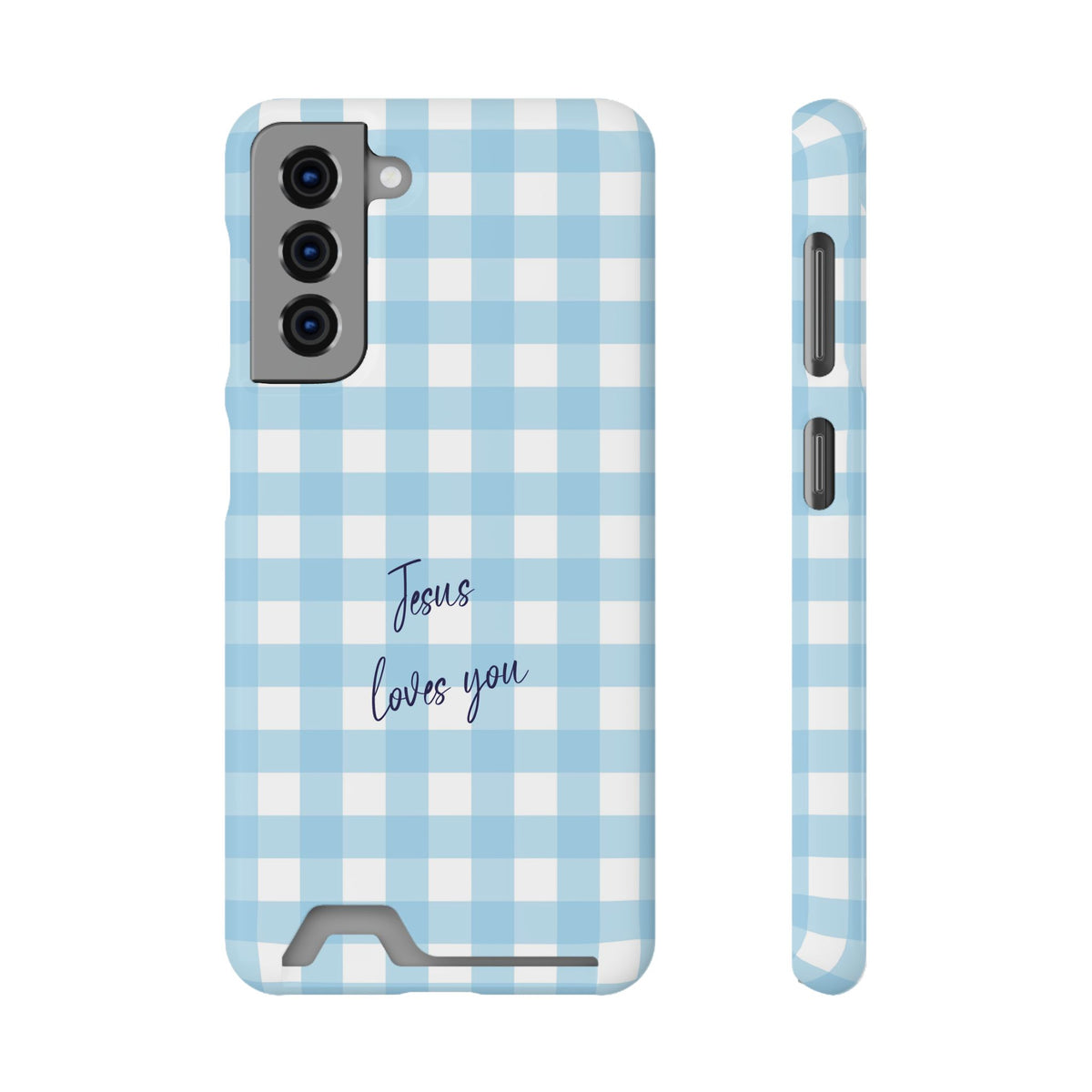 Jesus Loves You phone case with card holder for Samsung Galaxy S21, glossy finish