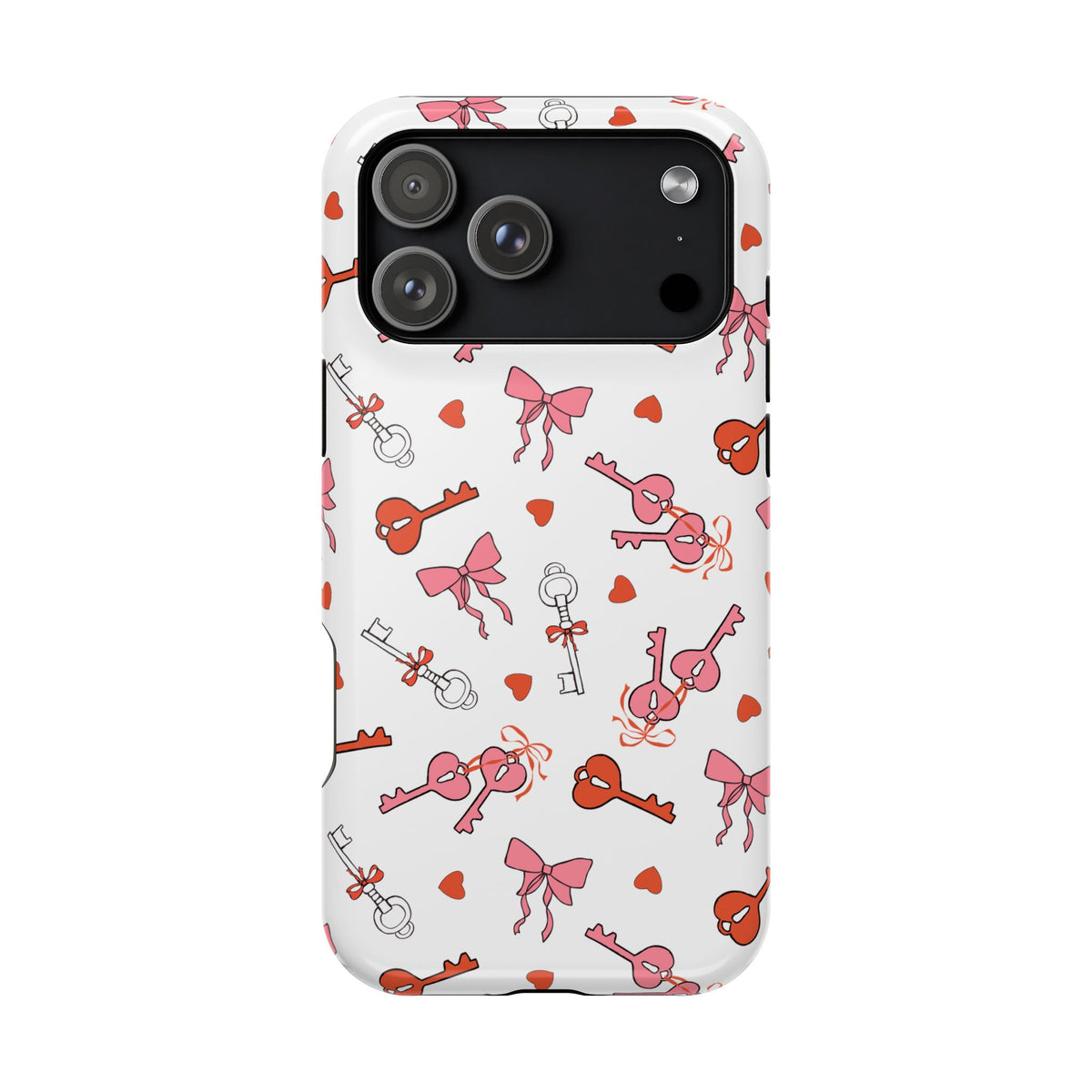 Key to My Heart protective phone case for iPhone 17 Pro Max, glossy finish