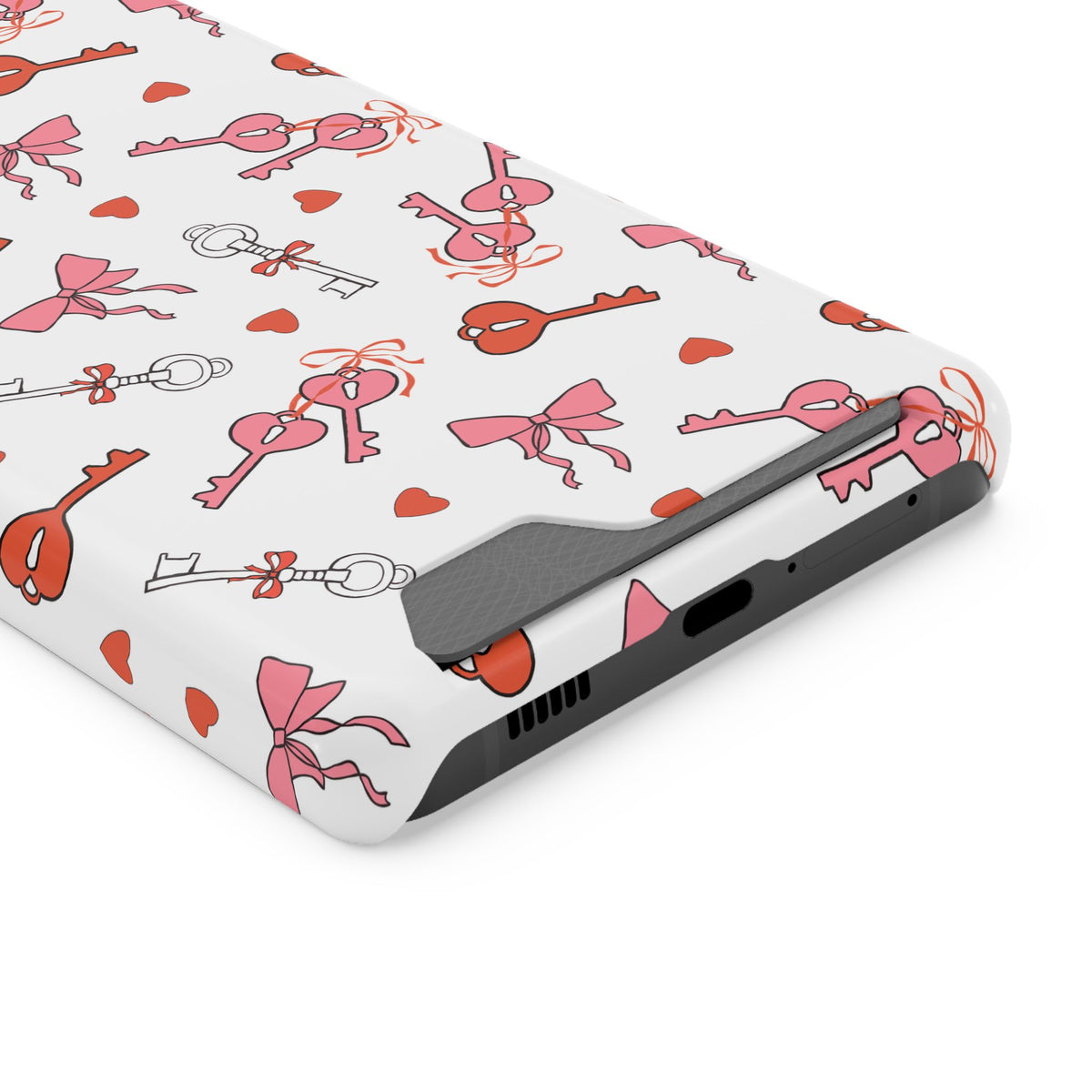 Key to My Heart phone case with card holder for Samsung Galaxy S21 Ultra, glossy finish