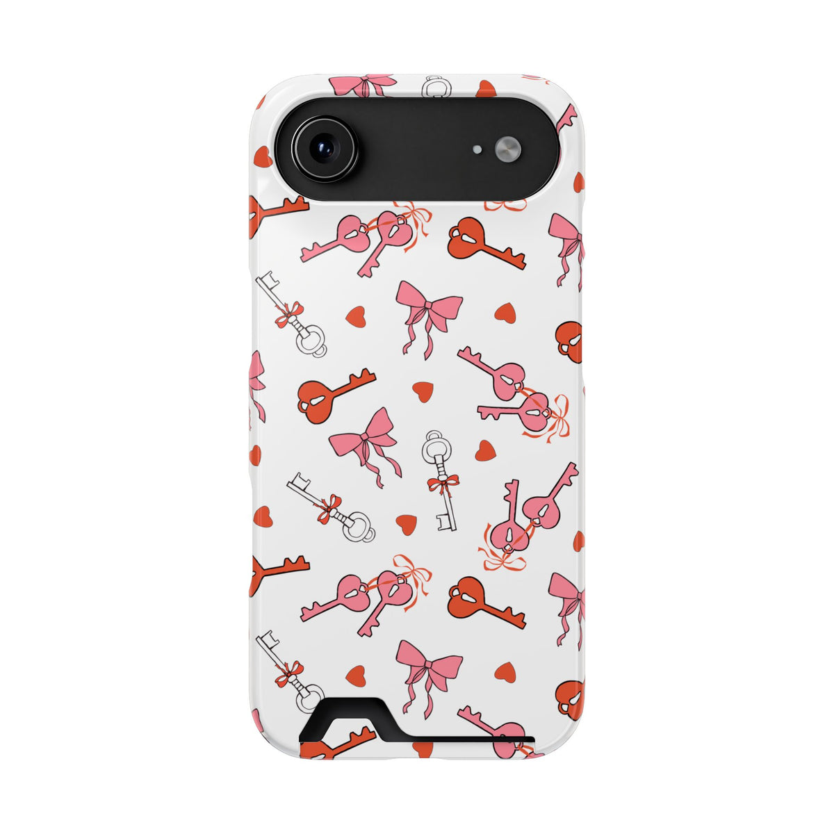 Key to My Heart phone case with card holder for iPhone 17 Air, glossy finish