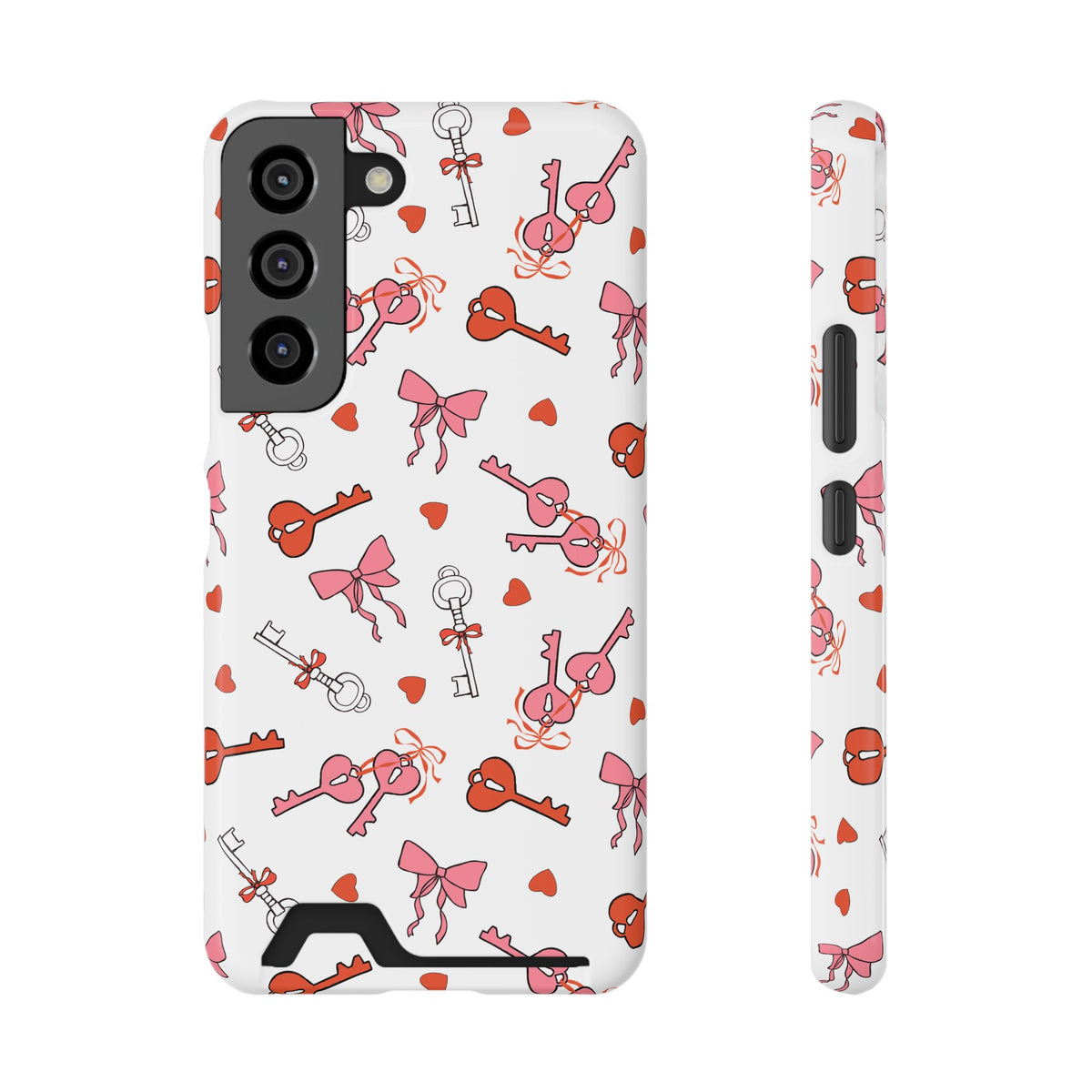 Key to My Heart phone case with card holder for Samsung Galaxy S22, glossy finish