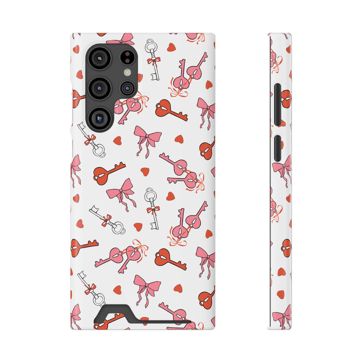 Key to My Heart phone case with card holder for Samsung Galaxy S22 Ultra, glossy finish