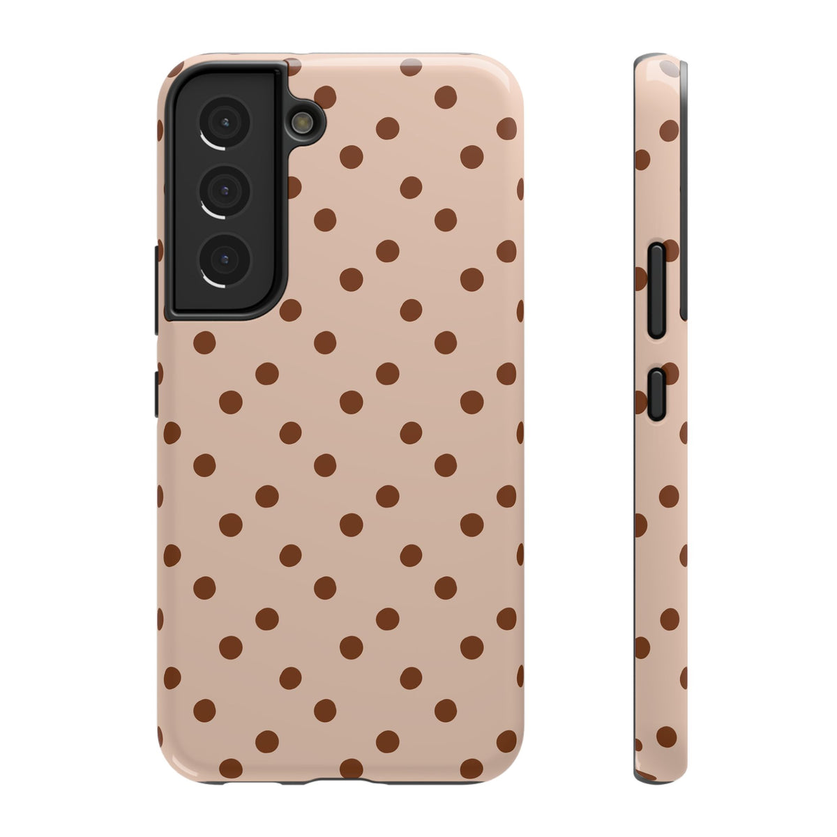 Latte Polka Dot protective phone case for Samsung Galaxy S22, glossy finish