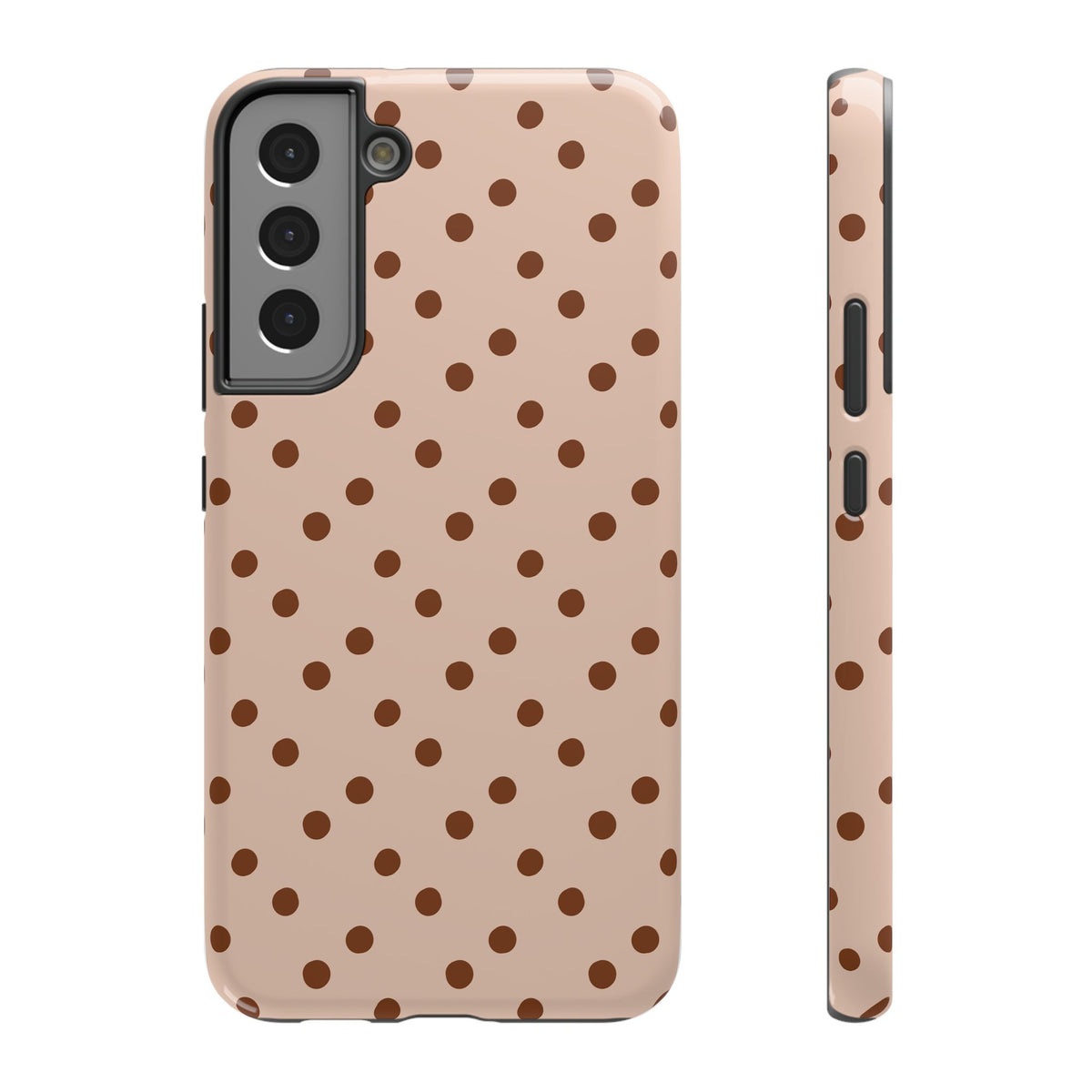 Latte Polka Dot protective phone case for Samsung Galaxy S22 Plus, glossy finish