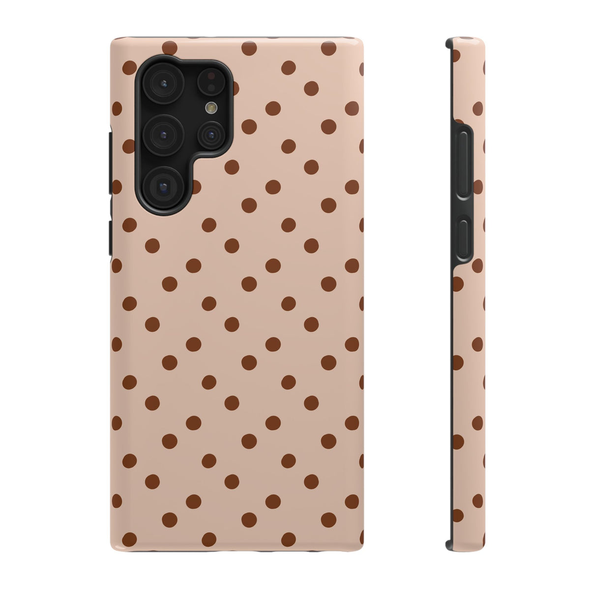 Latte Polka Dot protective phone case for Samsung Galaxy S22 Ultra, glossy finish