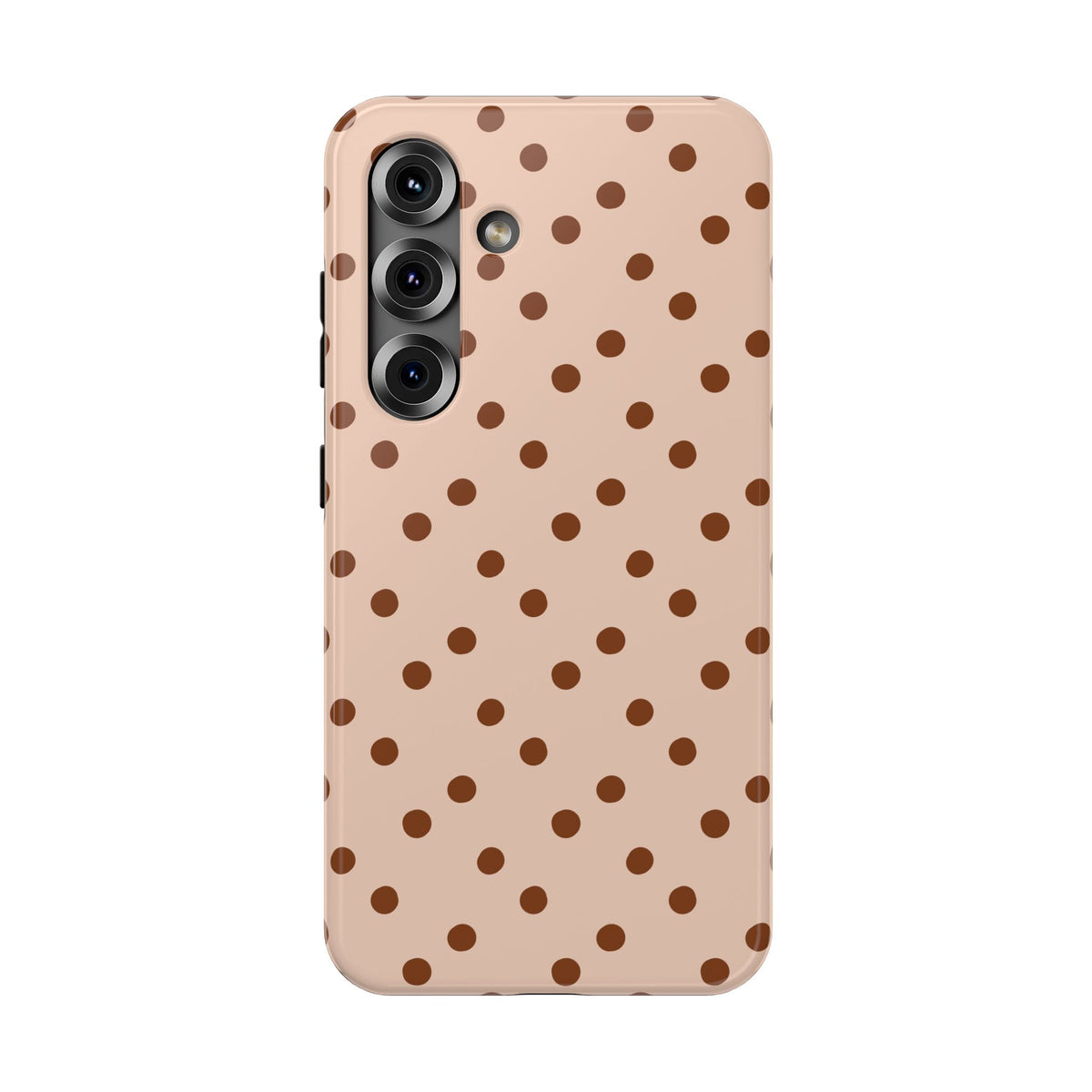 Latte Polka Dot protective phone case for Samsung Galaxy S25, glossy finish