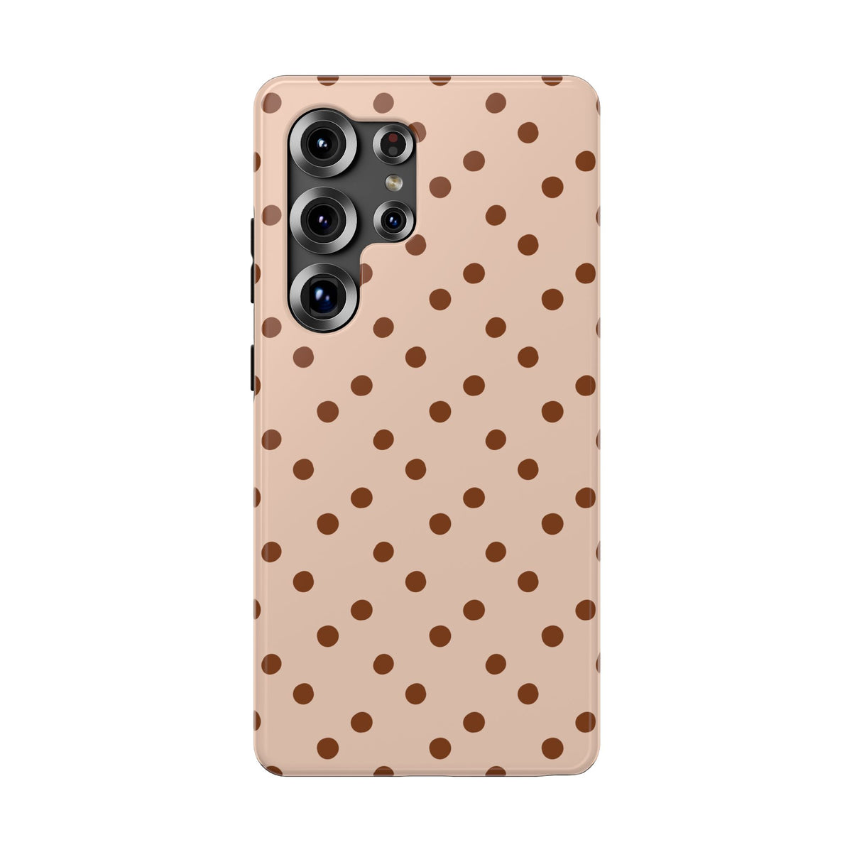 Latte Polka Dot protective phone case for Samsung Galaxy S25 Ultra, glossy finish