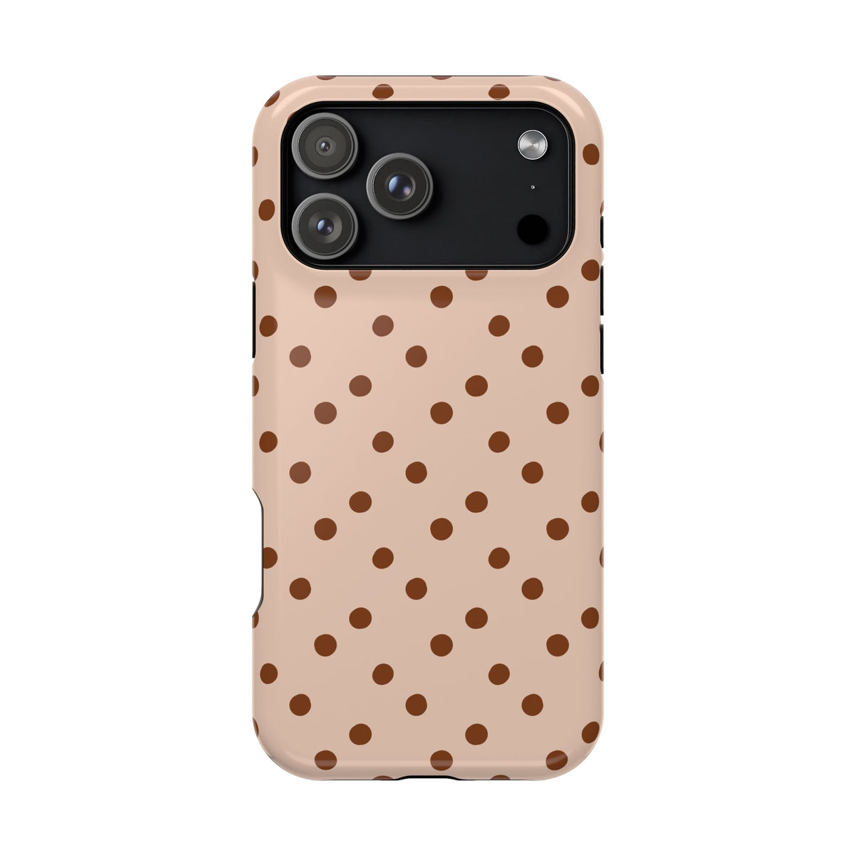 Latte Polka Dot protective phone case for iPhone 18 Pro Max, glossy finish
