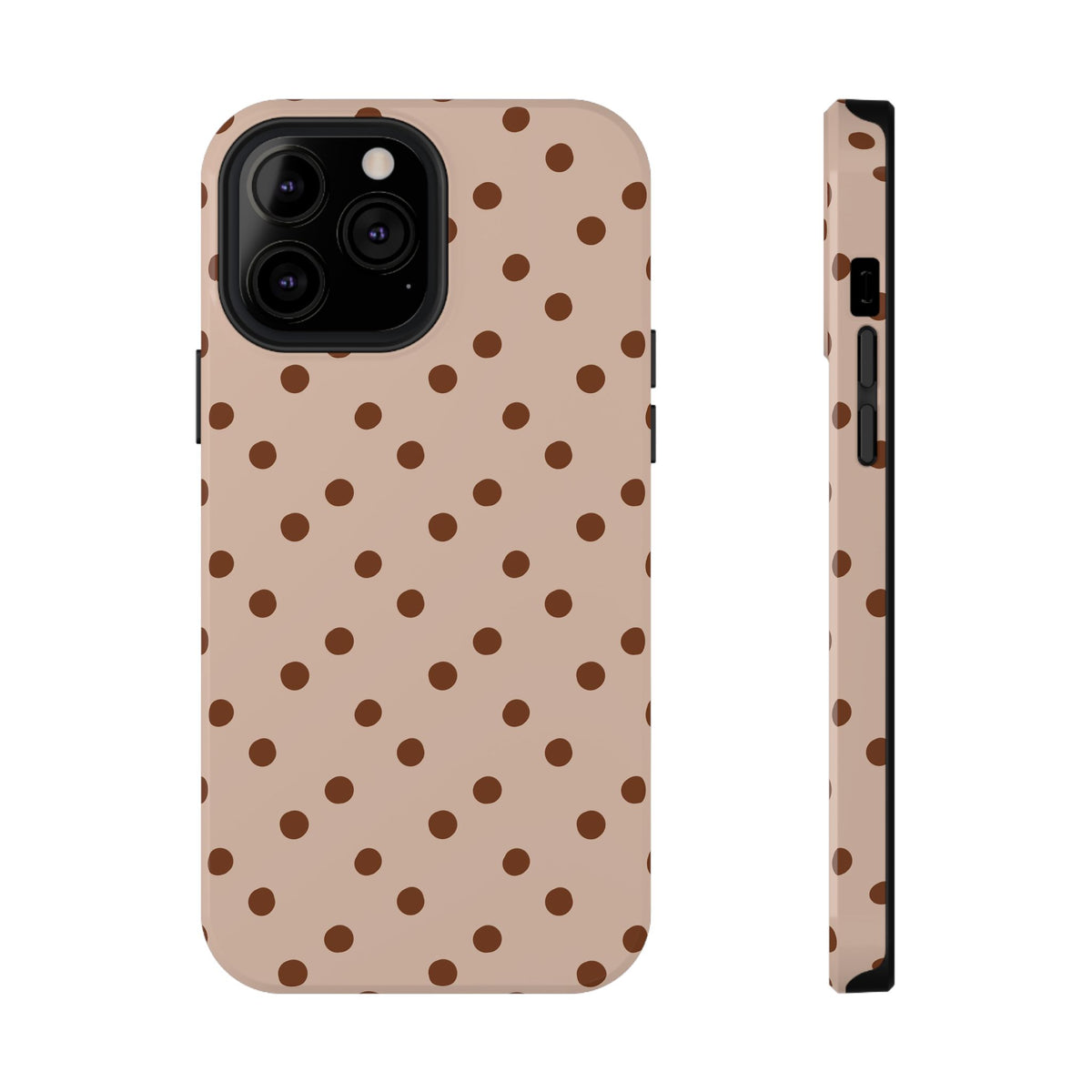 Latte Polka Dot protective phone case for iPhone 13 Pro Max, glossy finish