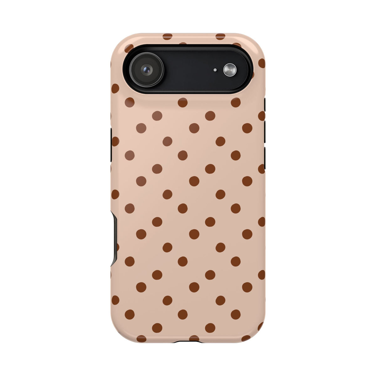 Latte Polka Dot MagSafe case for iPhone 17 Air, glossy finish