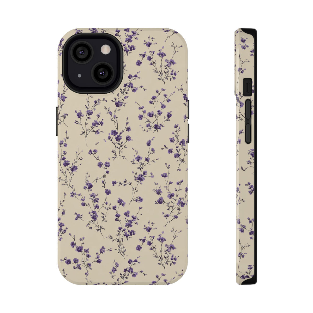 Lavender Ditsy protective phone case for iPhone 13, glossy finish