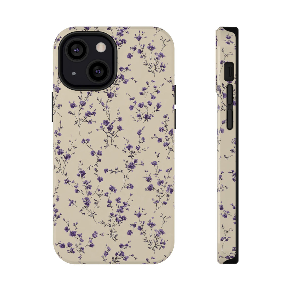 Lavender Ditsy protective phone case for iPhone 13 Mini, glossy finish