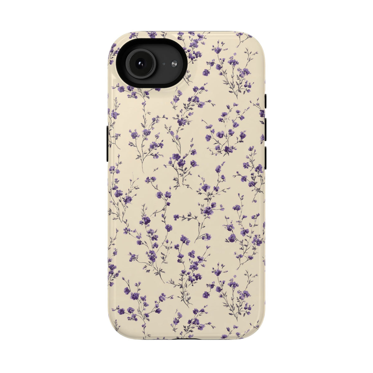 Lavender Ditsy protective phone case for iPhone 16e, glossy finish