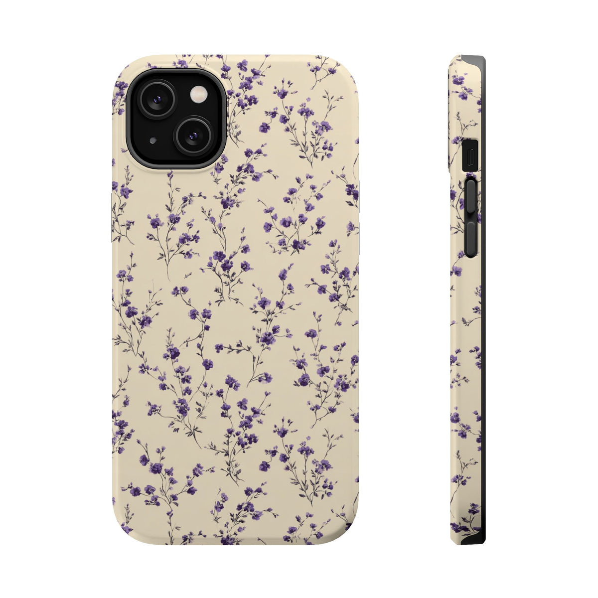 Lavender Ditsy MagSafe case for iPhone 14 Plus, glossy finish
