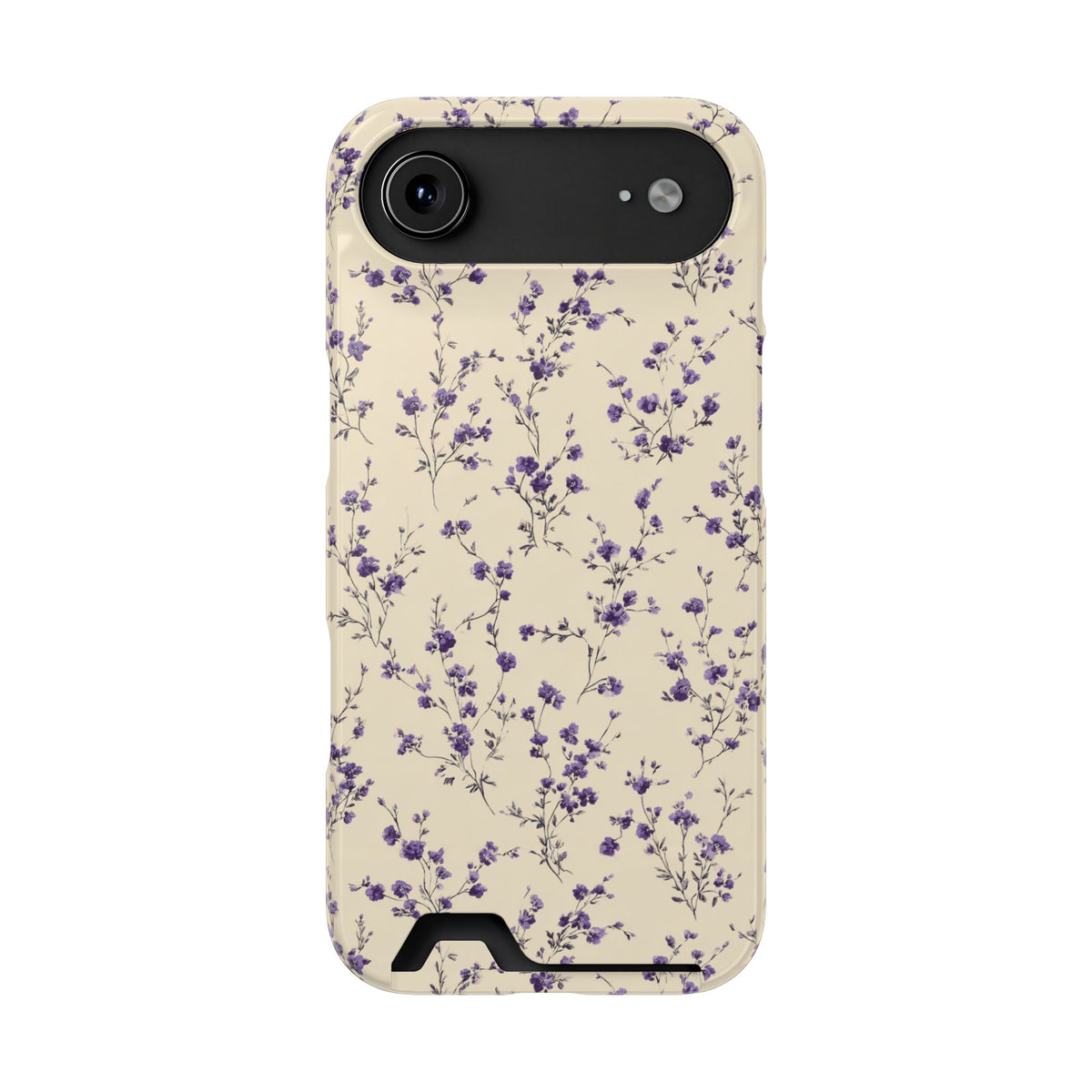 Lavender Ditsy phone case with card holder for iPhone 17 Air, glossy finish