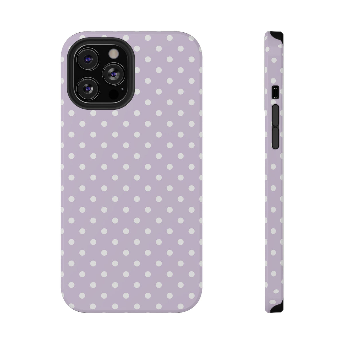 Lavender Polka Dot protective phone case for iPhone 12 Pro Max, glossy finish