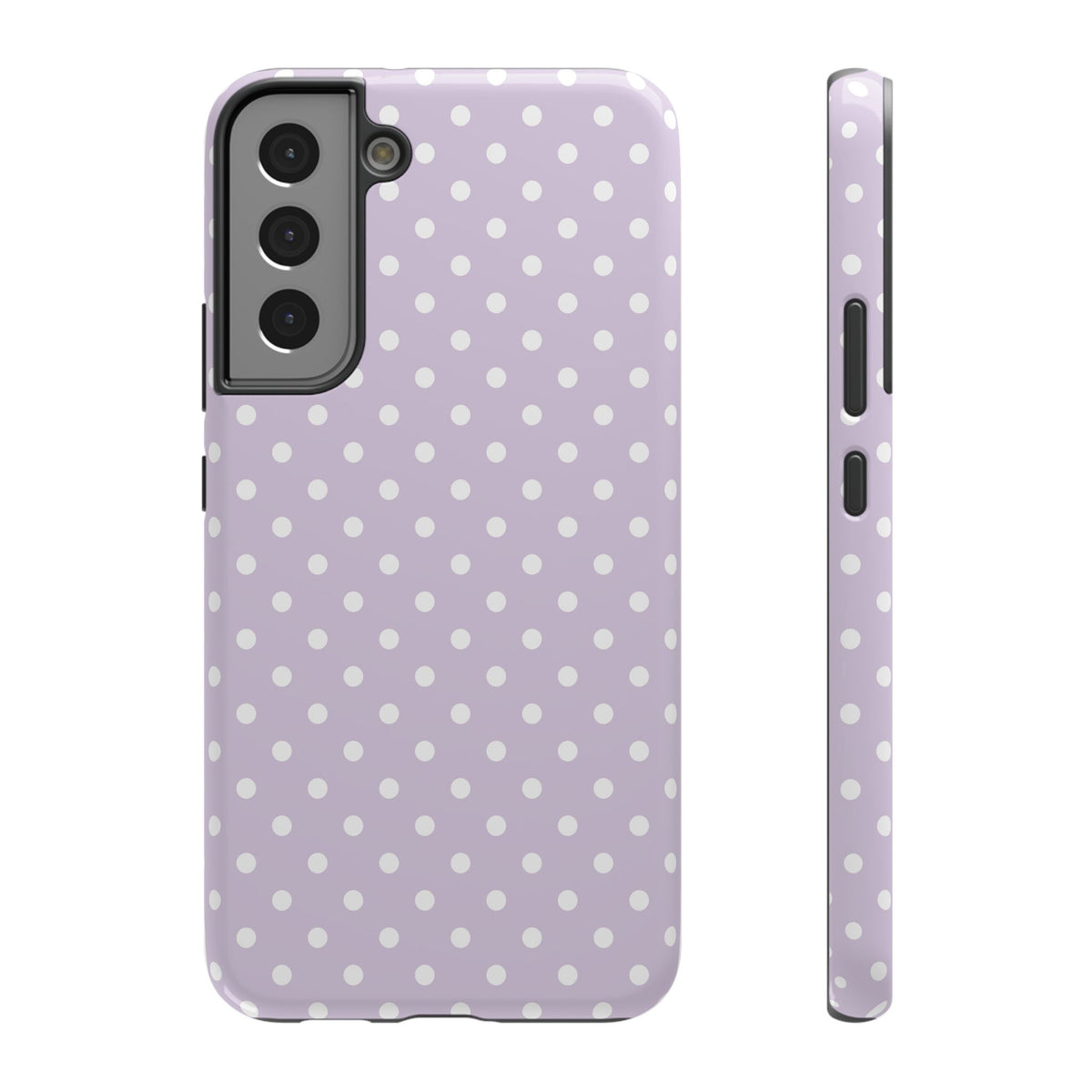 Lavender Polka Dot protective phone case for Samsung Galaxy S22 Plus, glossy finish