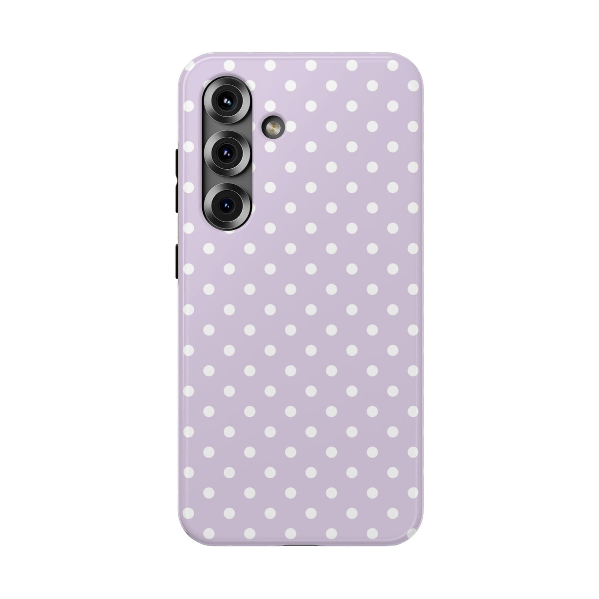 Lavender Polka Dot protective phone case for Samsung Galaxy S25, glossy finish