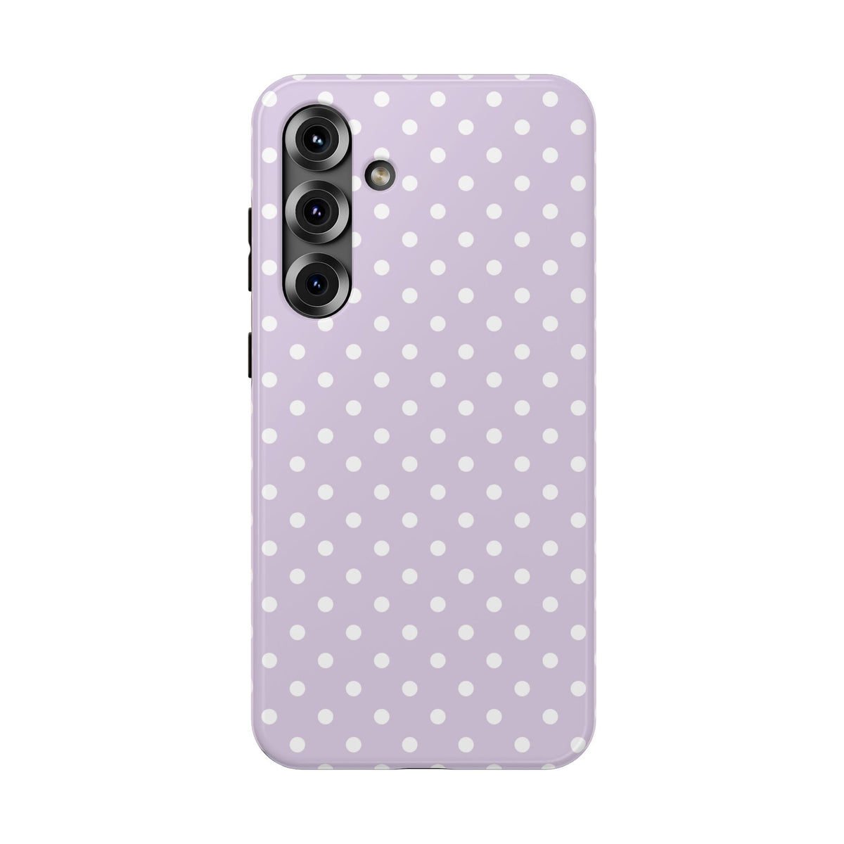 Lavender Polka Dot protective phone case for Samsung Galaxy S25 Plus, glossy finish