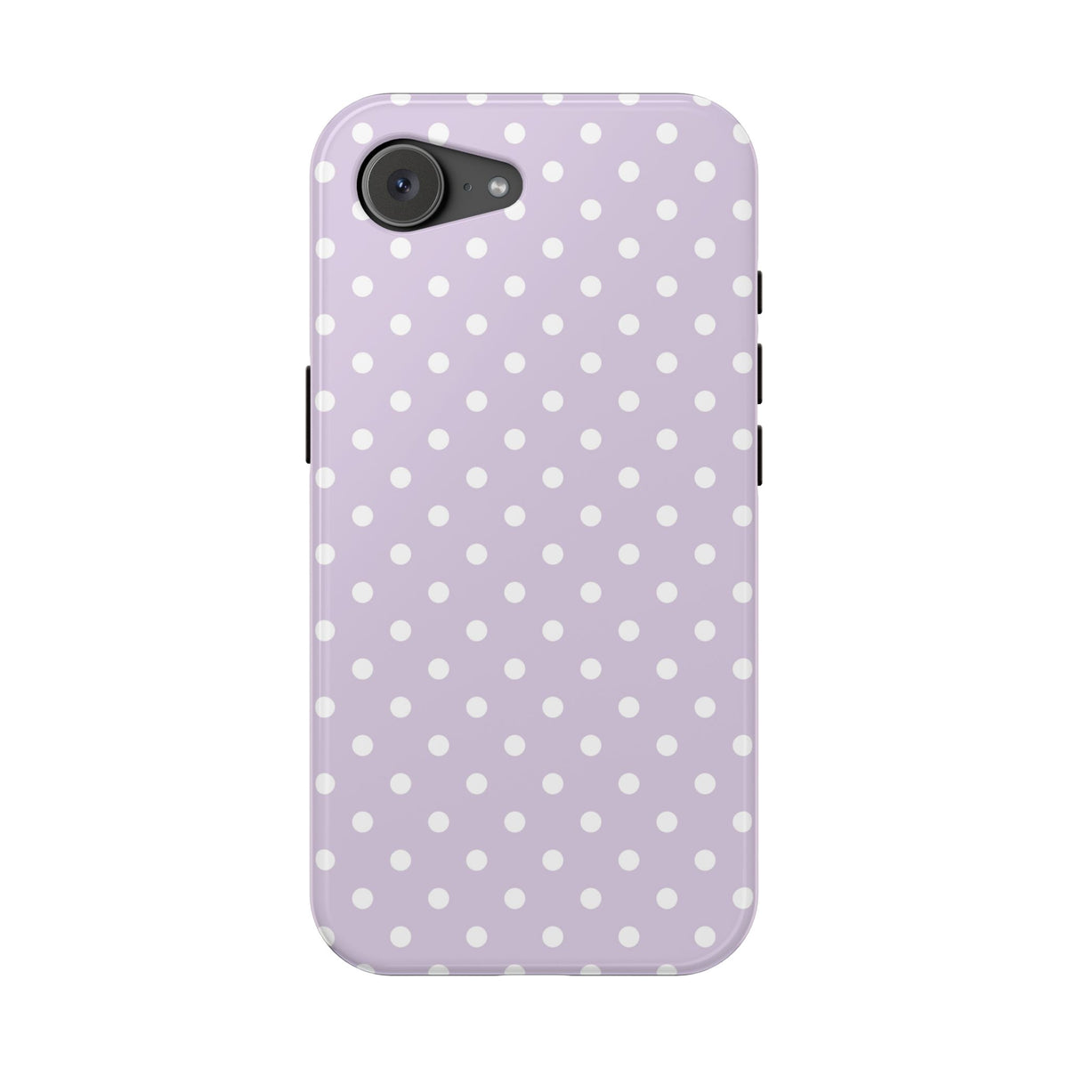 Lavender Polka Dot protective phone case for iPhone 17e, glossy finish