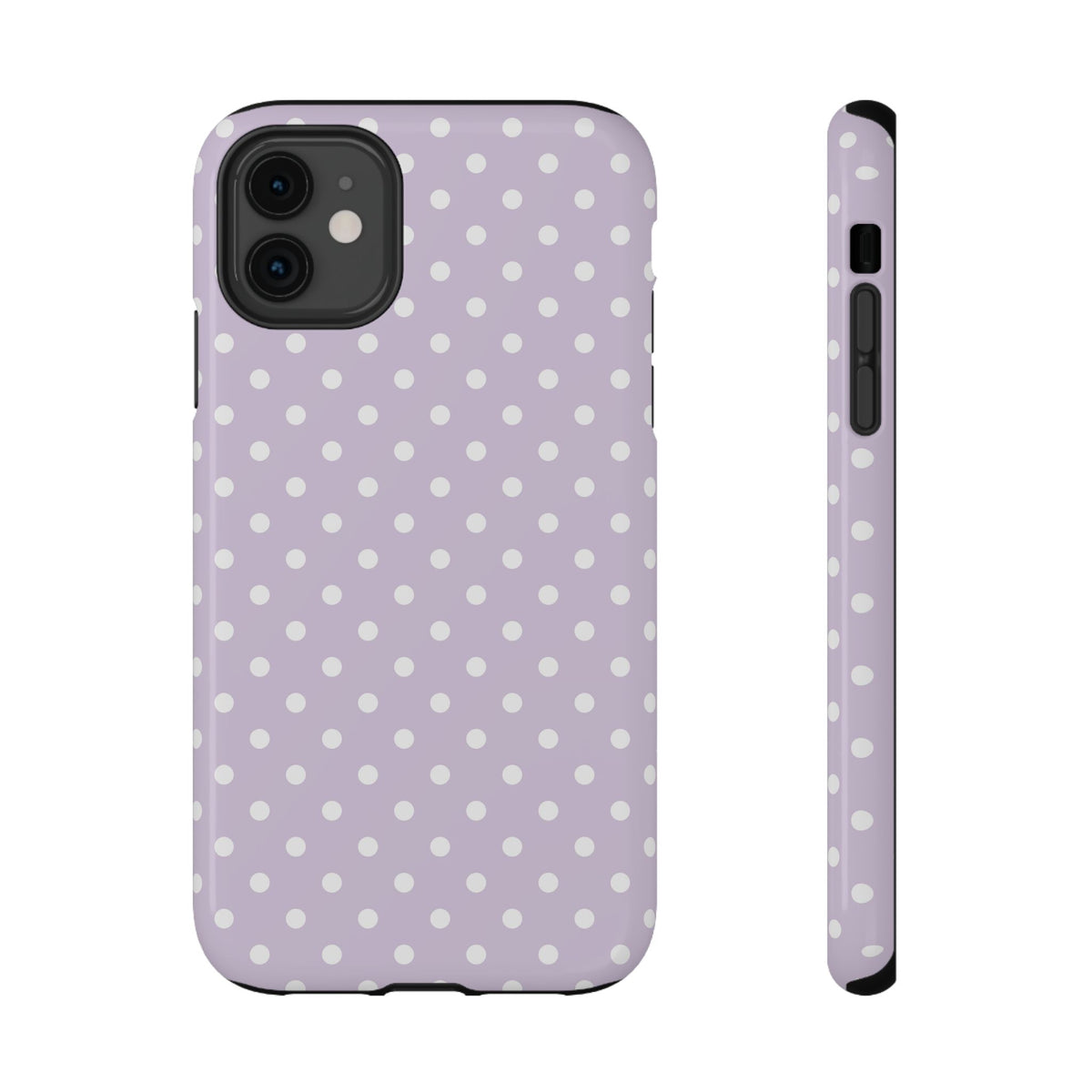 Lavender Polka Dot protective phone case for iPhone 11, glossy finish