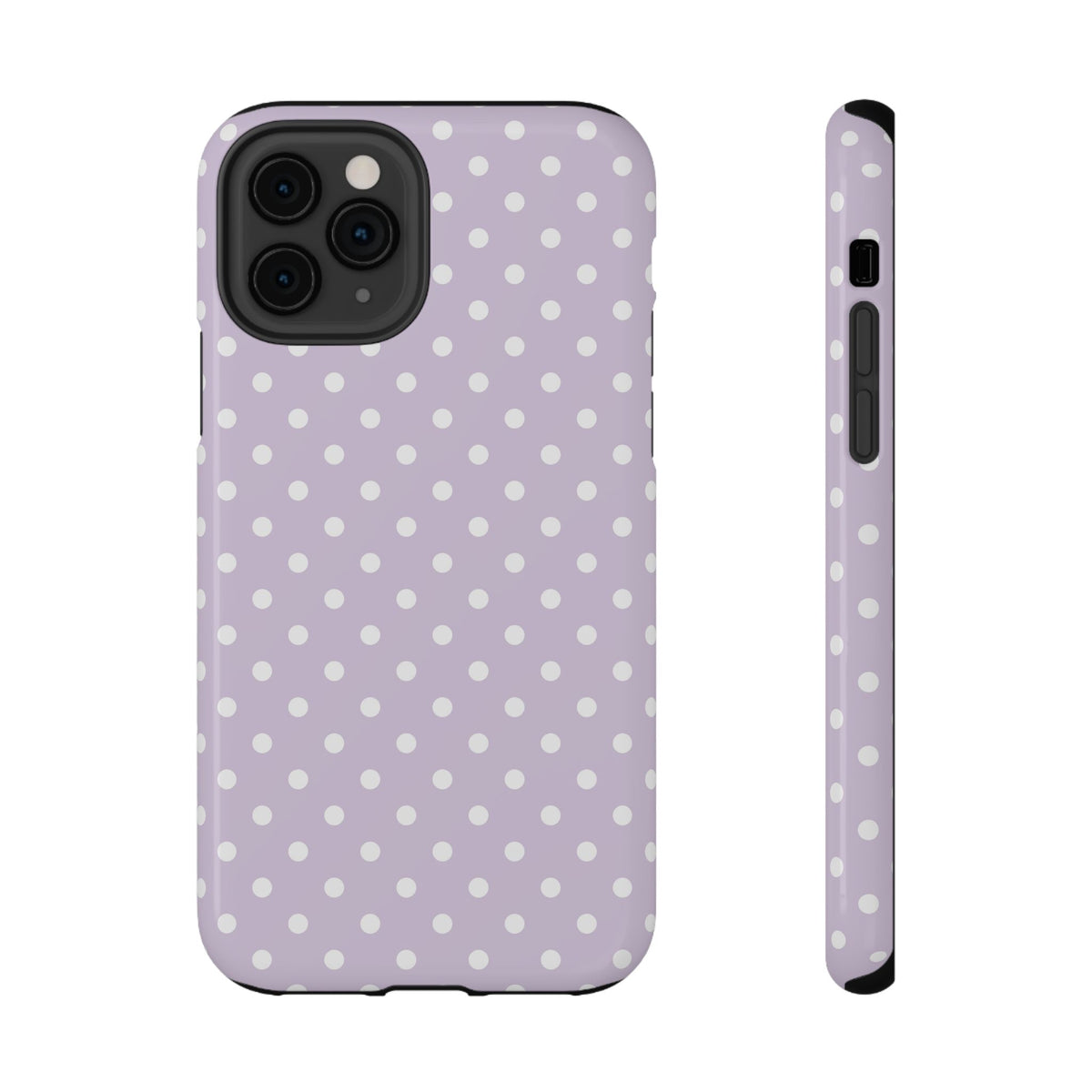 Lavender Polka Dot protective phone case for iPhone 11 Pro, glossy finish