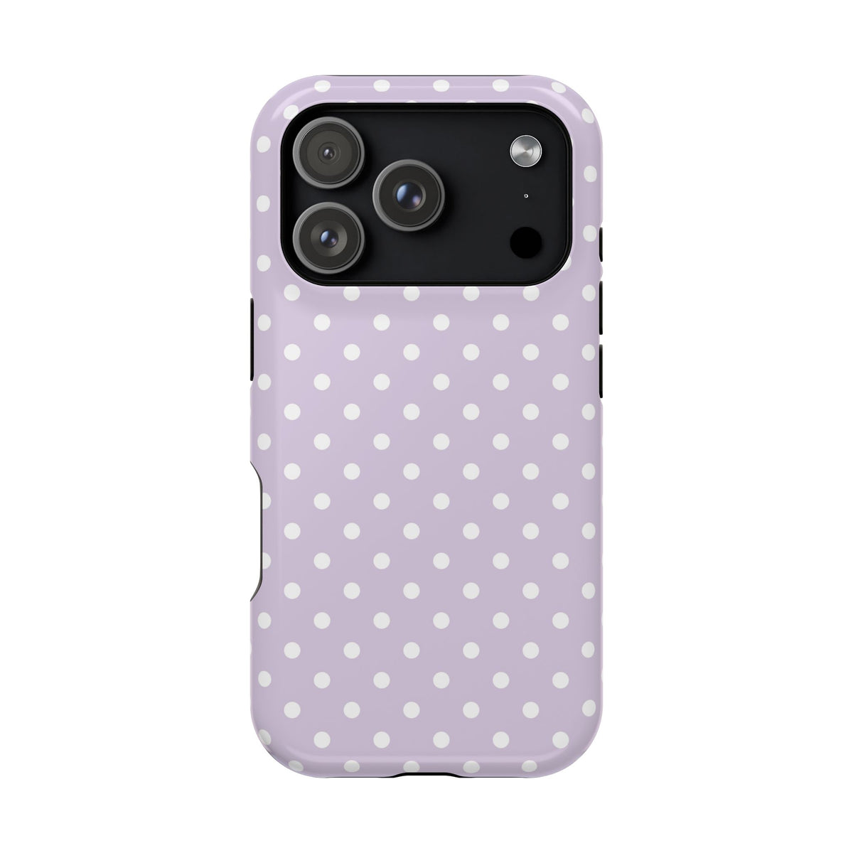 Lavender Polka Dot MagSafe case for iPhone 18 Pro, glossy finish