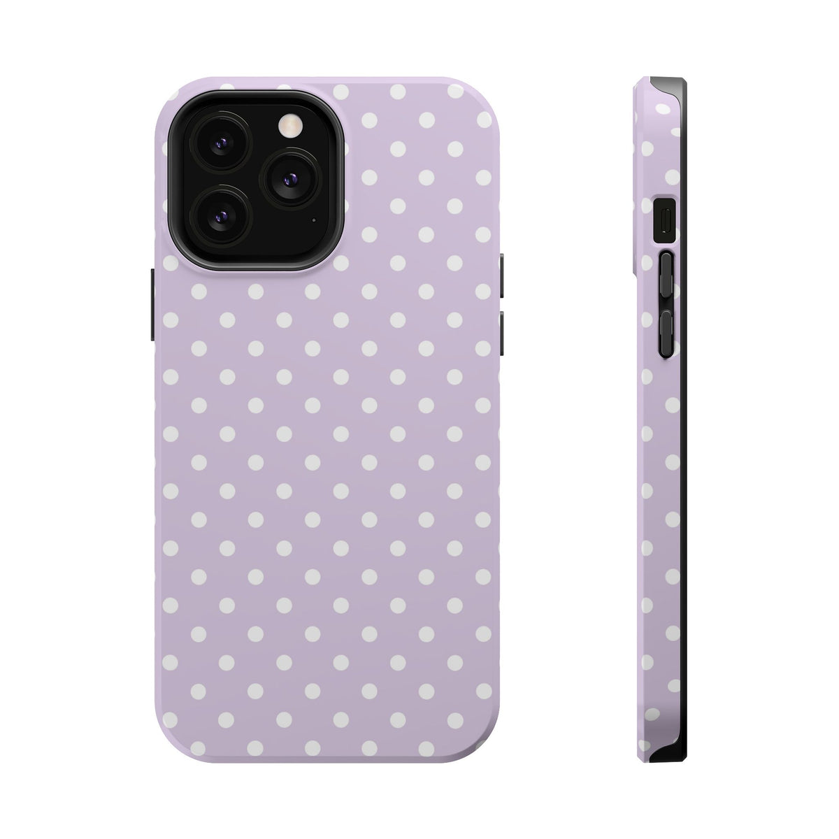 Lavender Polka Dot MagSafe case for iPhone 13 Pro Max, glossy finish