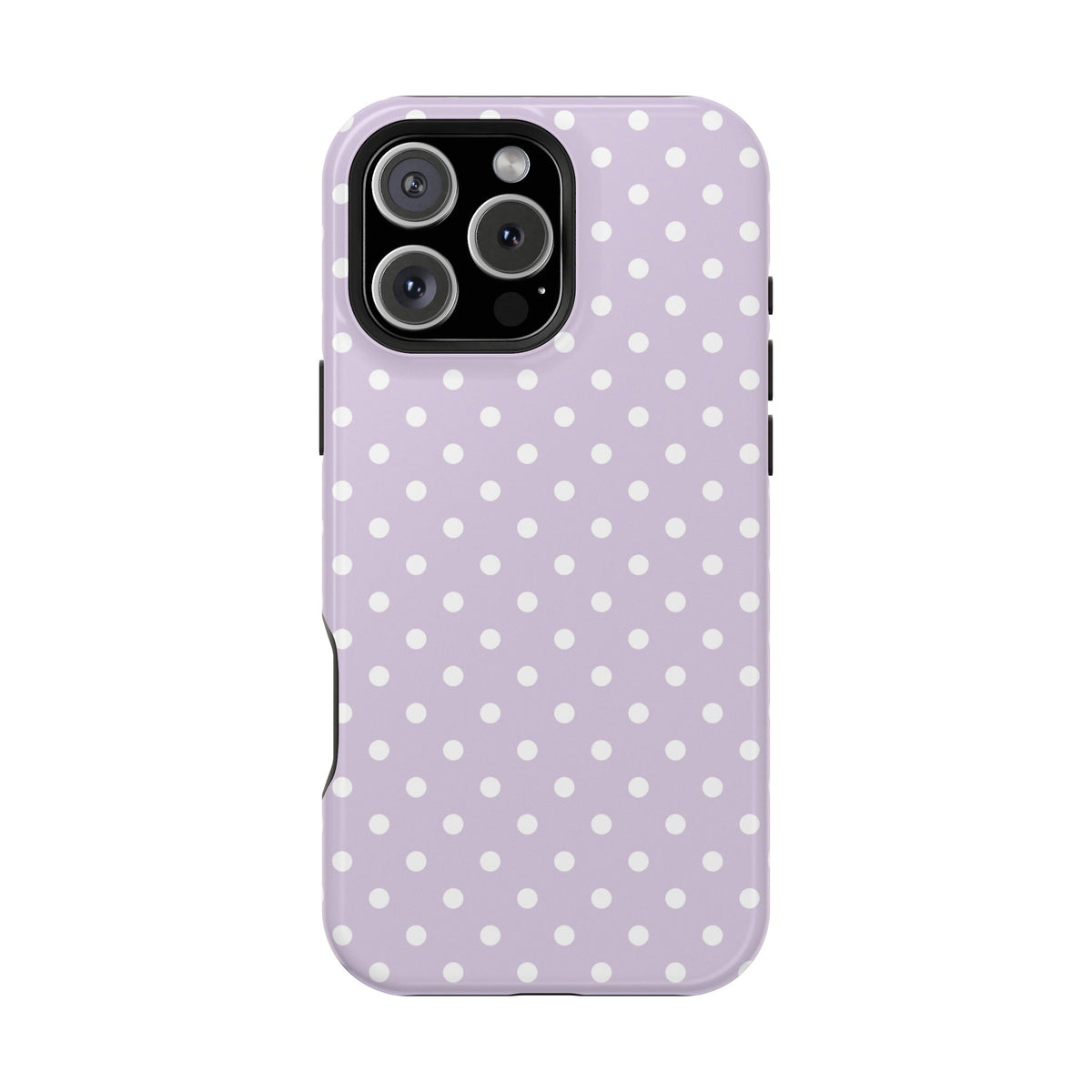 Lavender Polka Dot MagSafe case for iPhone 16 Pro Max, glossy finish
