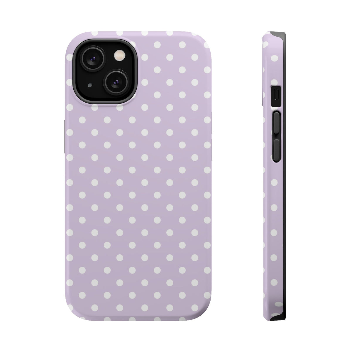 Lavender Polka Dot MagSafe case for iPhone 14, glossy finish