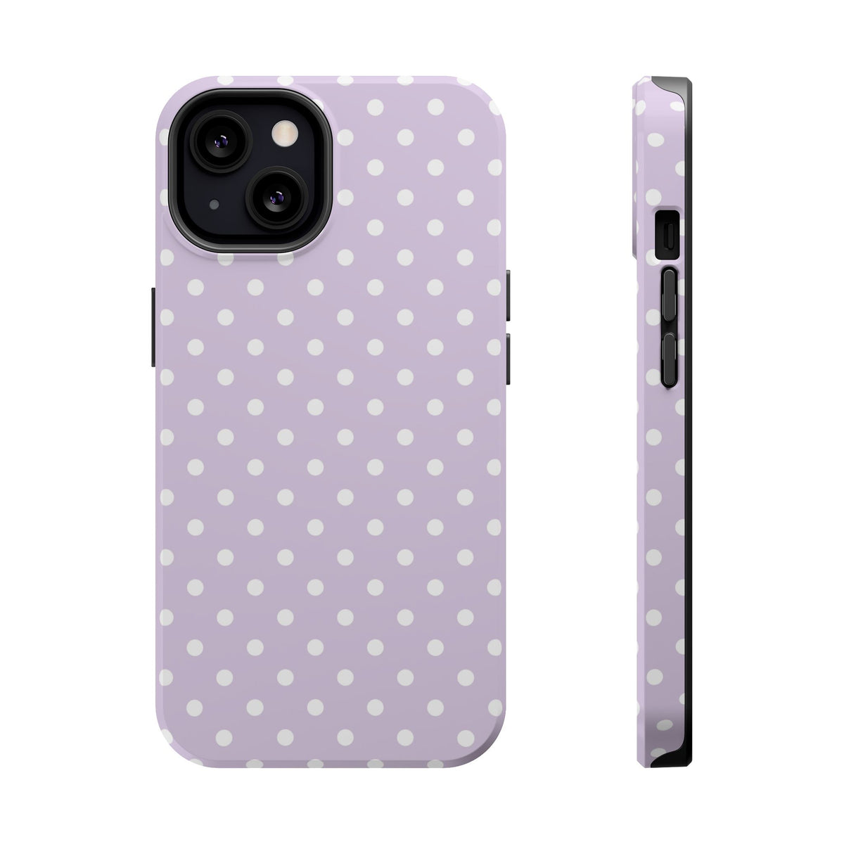 Lavender Polka Dot MagSafe case for iPhone 13, glossy finish