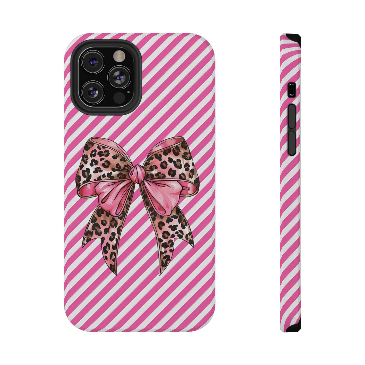 Leopard Bow protective phone case for iPhone 12 Pro, glossy finish