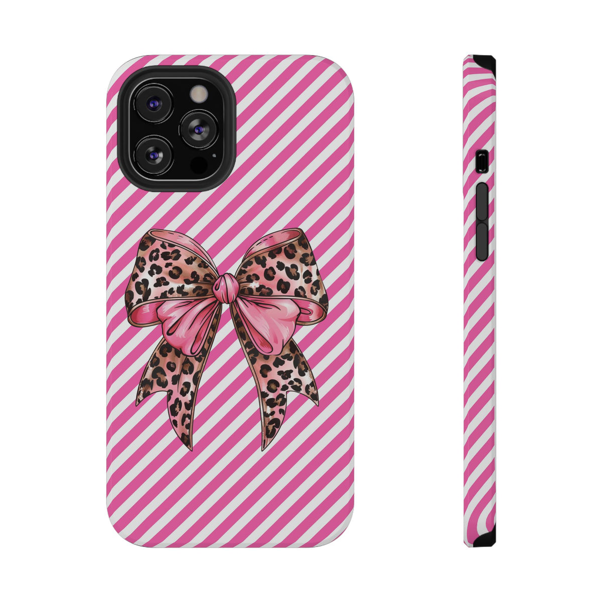 Leopard Bow protective phone case for iPhone 12 Pro Max, glossy finish