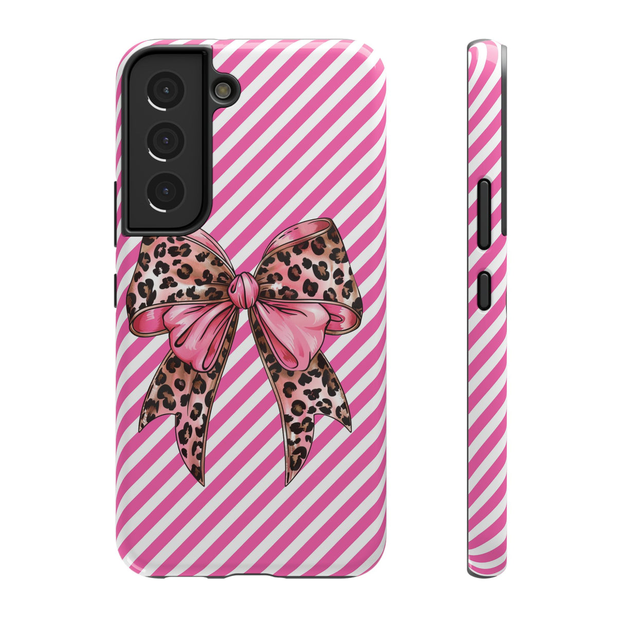 Leopard Bow protective phone case for Samsung Galaxy S22, glossy finish