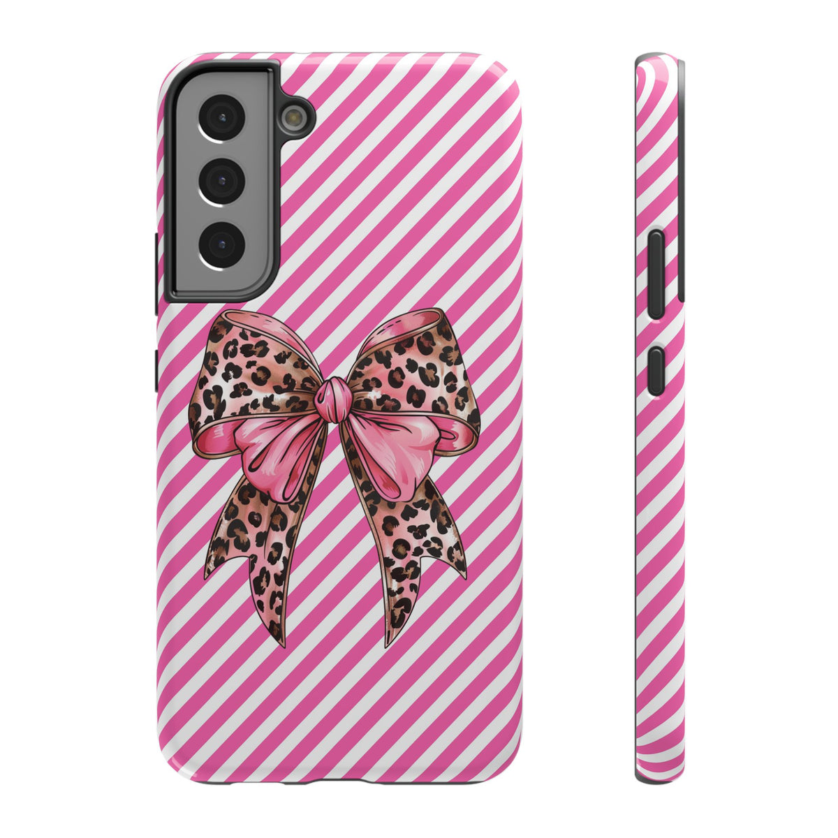 Leopard Bow protective phone case for Samsung Galaxy S22 Plus, glossy finish