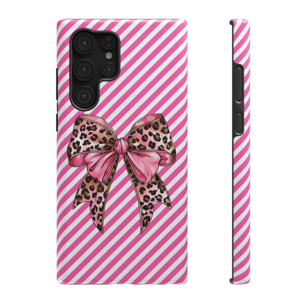 Leopard Bow protective phone case for Samsung Galaxy S22 Ultra, glossy finish