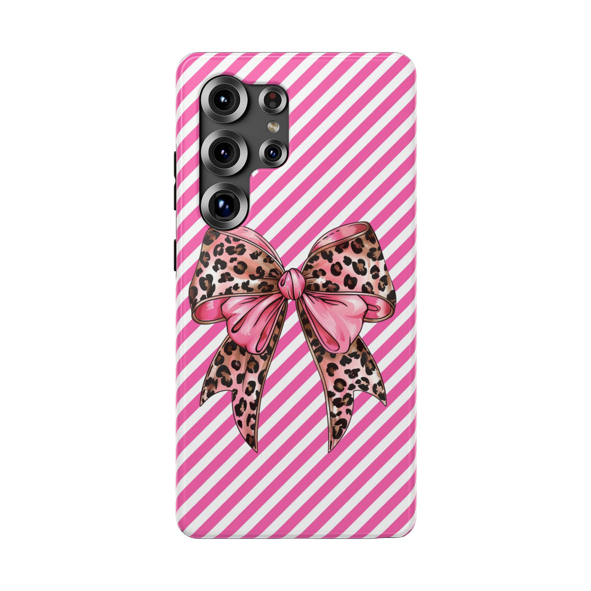 Leopard Bow protective phone case for Samsung Galaxy S25 Ultra, glossy finish