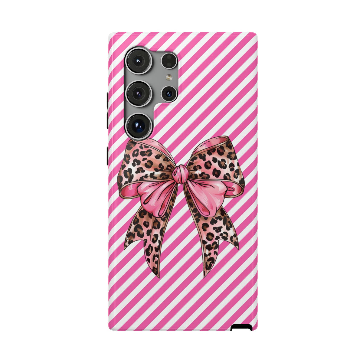 Leopard Bow protective phone case for Samsung Galaxy S24 Ultra, glossy finish
