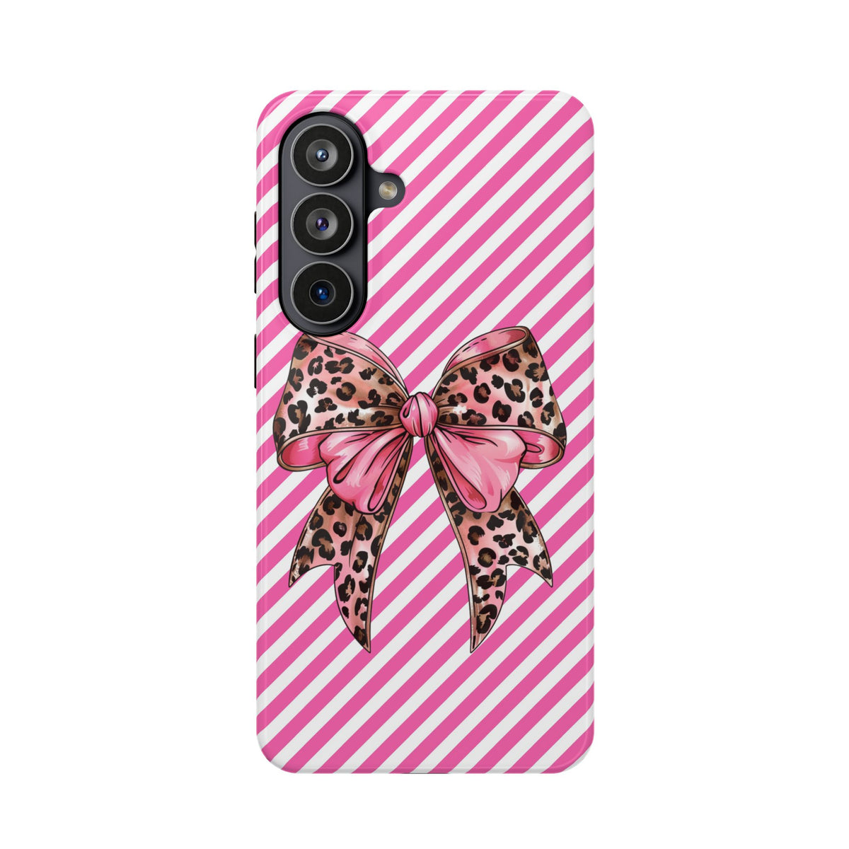 Leopard Bow protective phone case for Samsung Galaxy S26 Plus, glossy finish