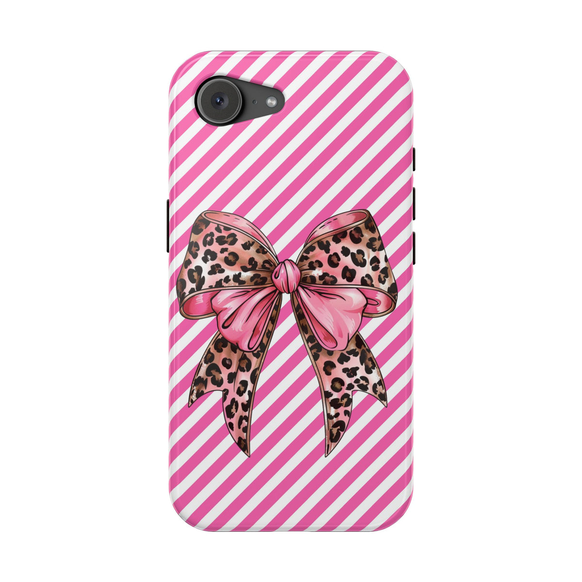 Leopard Bow protective phone case for iPhone 17e, glossy finish