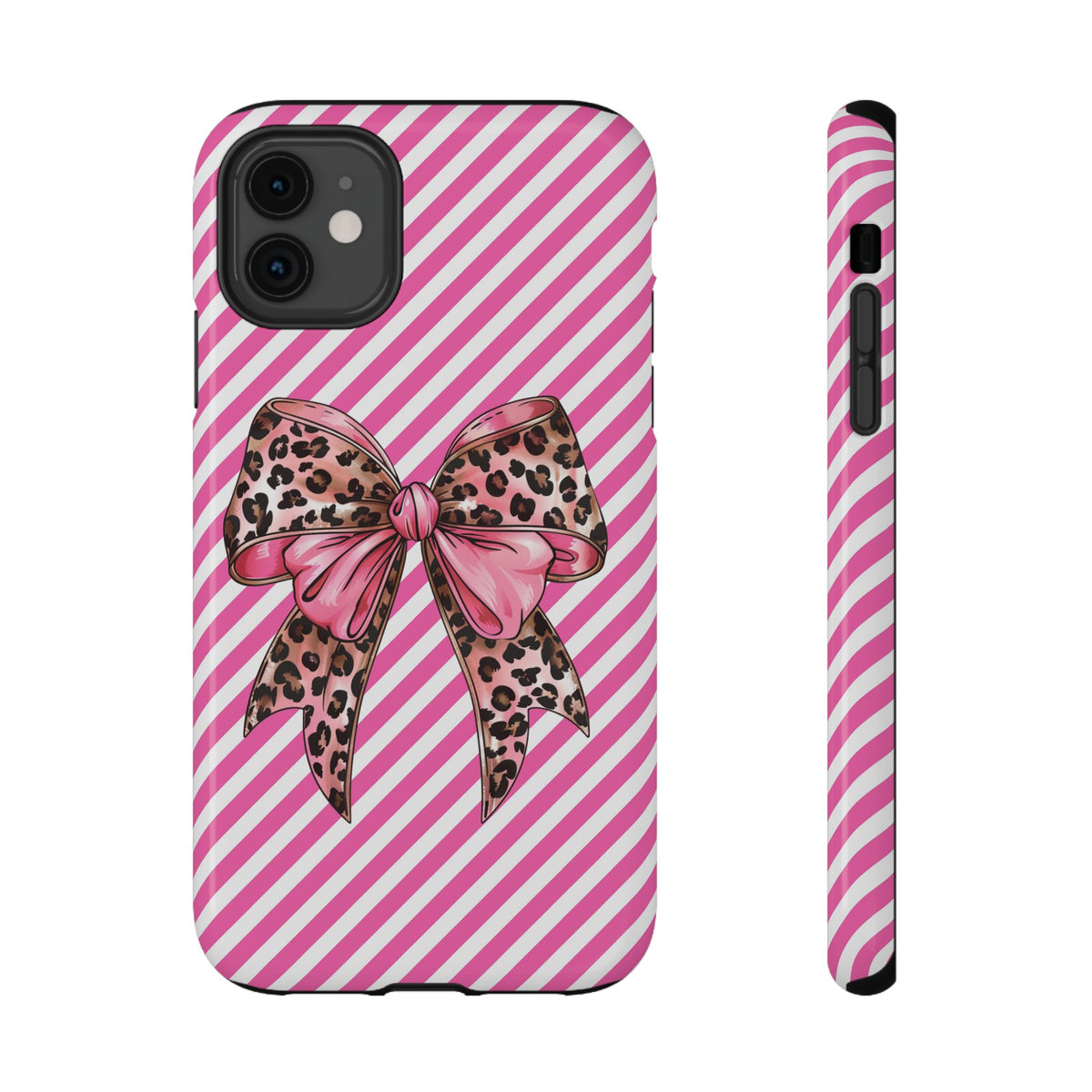 Leopard Bow protective phone case for iPhone 11, glossy finish
