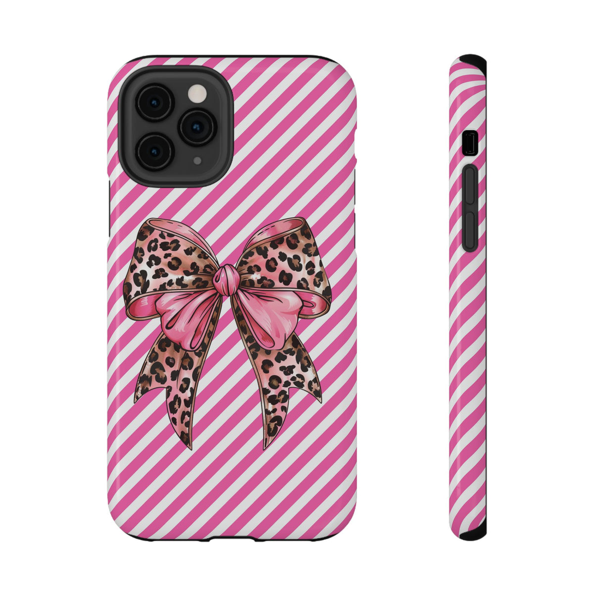 Leopard Bow protective phone case for iPhone 11 Pro, glossy finish
