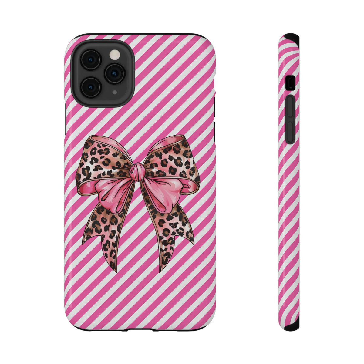 Leopard Bow protective phone case for iPhone 11 Pro Max, glossy finish