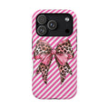 Leopard Bow MagSafe case for iPhone 18 Pro, glossy finish