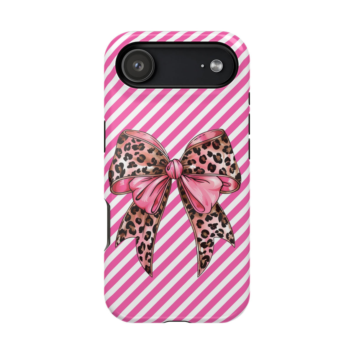 Leopard Bow MagSafe case for iPhone 17 Air, glossy finish
