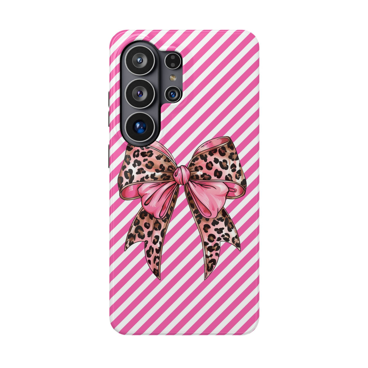 Leopard Bow MagSafe case for Samsung Galaxy S26 Ultra, glossy finish