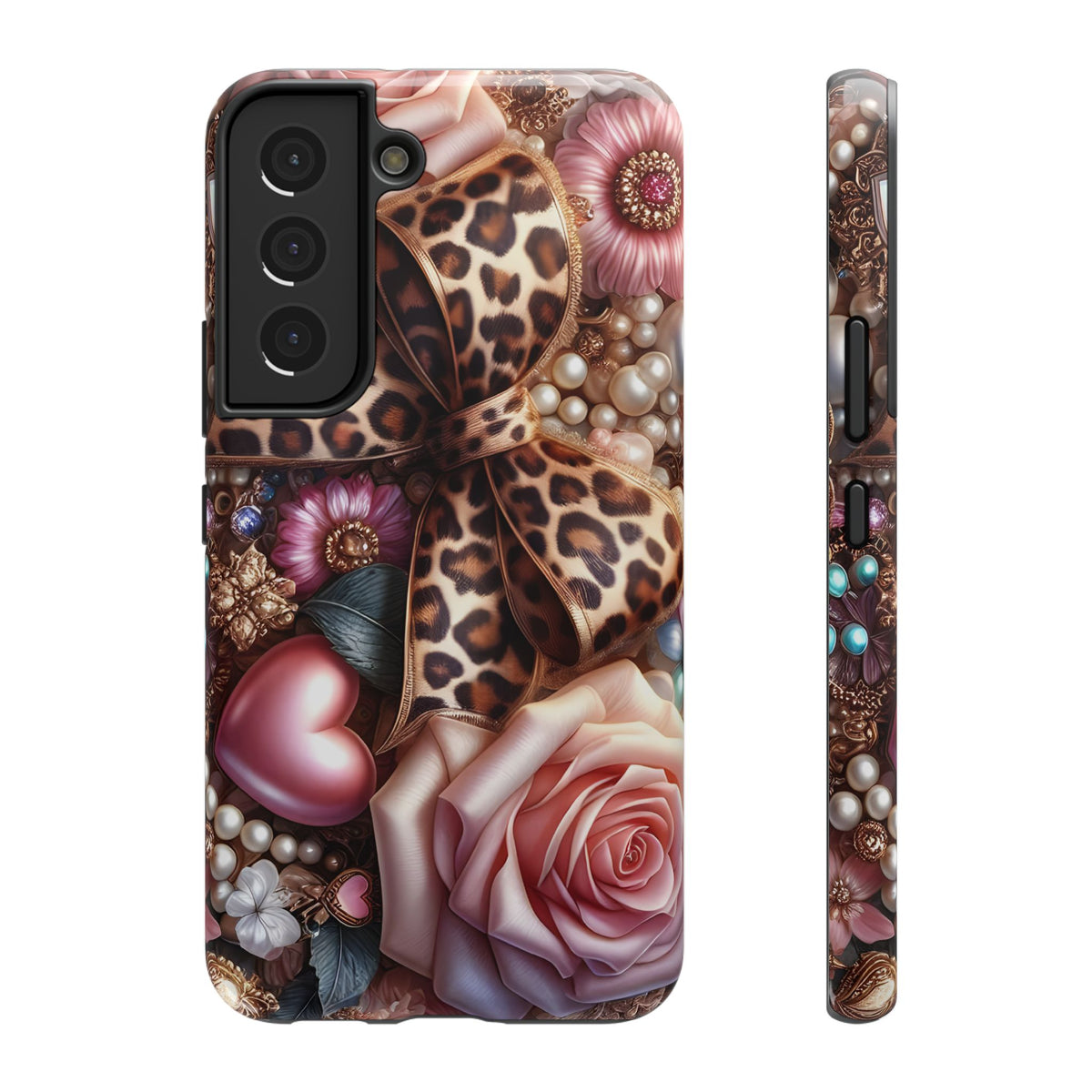 Leopard Rose protective phone case for Samsung Galaxy S22, glossy finish